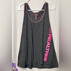 Realtree Women's Charcoal Tank Top with Pink Logo Size 2X